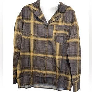 WeWoreWhat Long Sleeve Pajama Top Size XS Deep Sage Multi Plaid NWT
